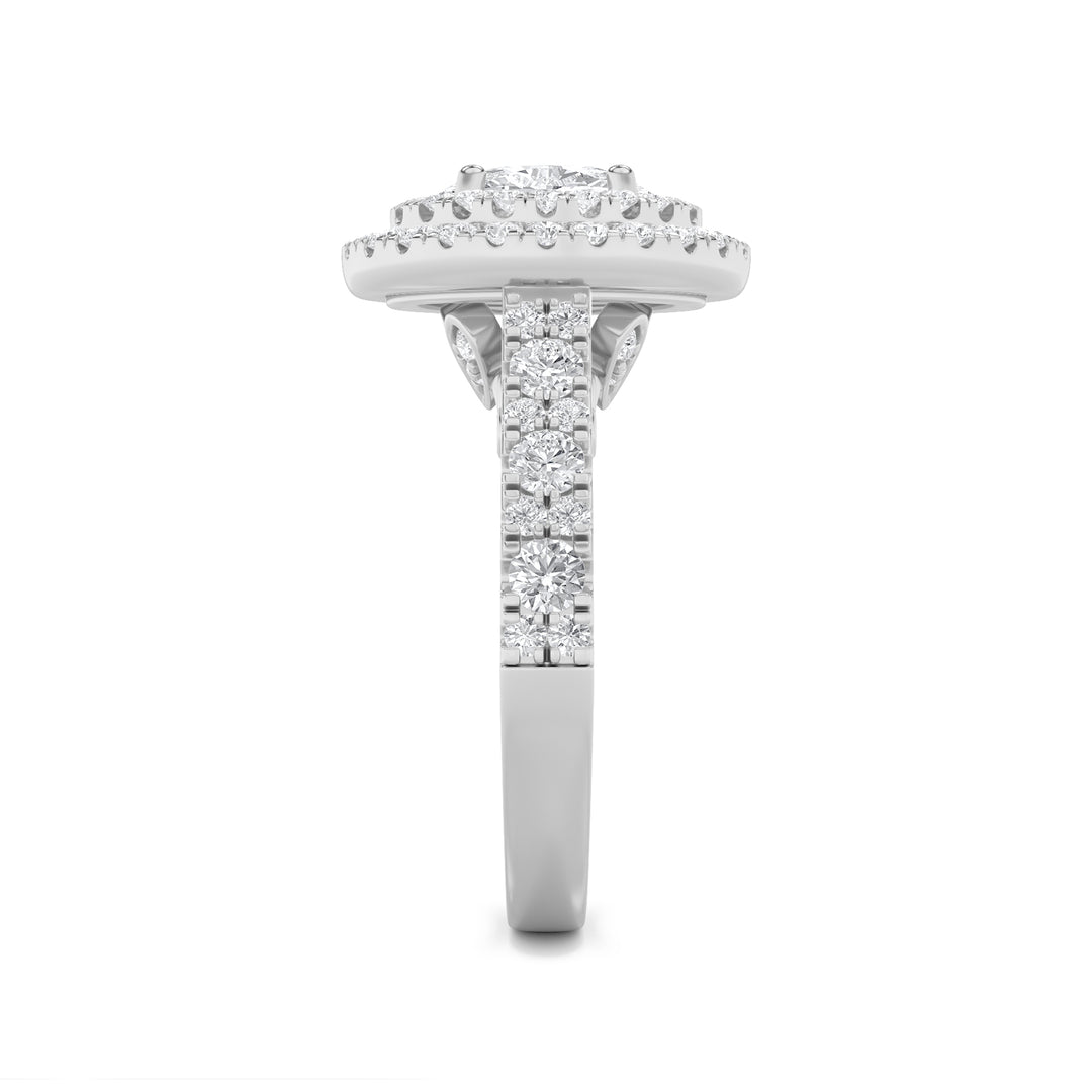 2Cttw Oval Shaped Lab Grown Diamond (F/VS) DoubleHalo Engagement Ring in 14K Gold