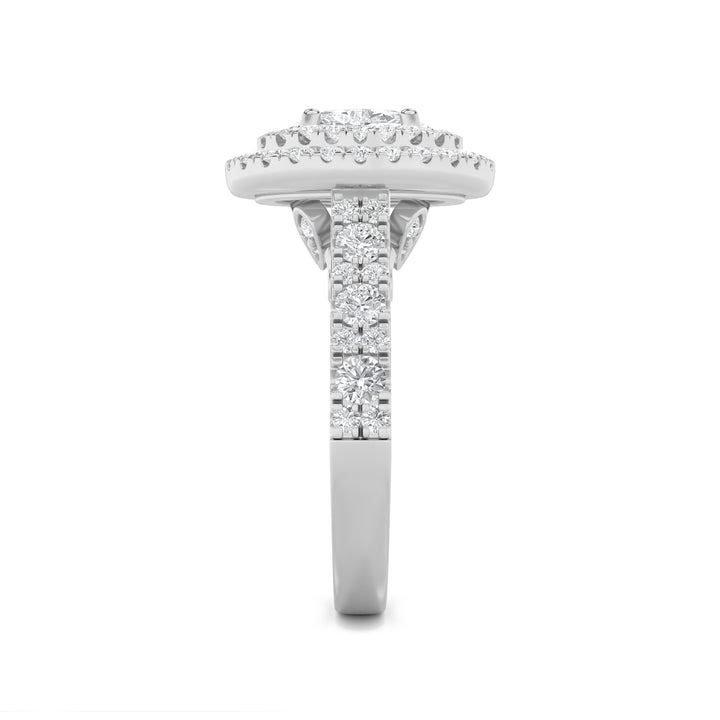 2Cttw Oval Shaped Lab Grown Diamond (F/VS) DoubleHalo Engagement Ring in 14K Gold