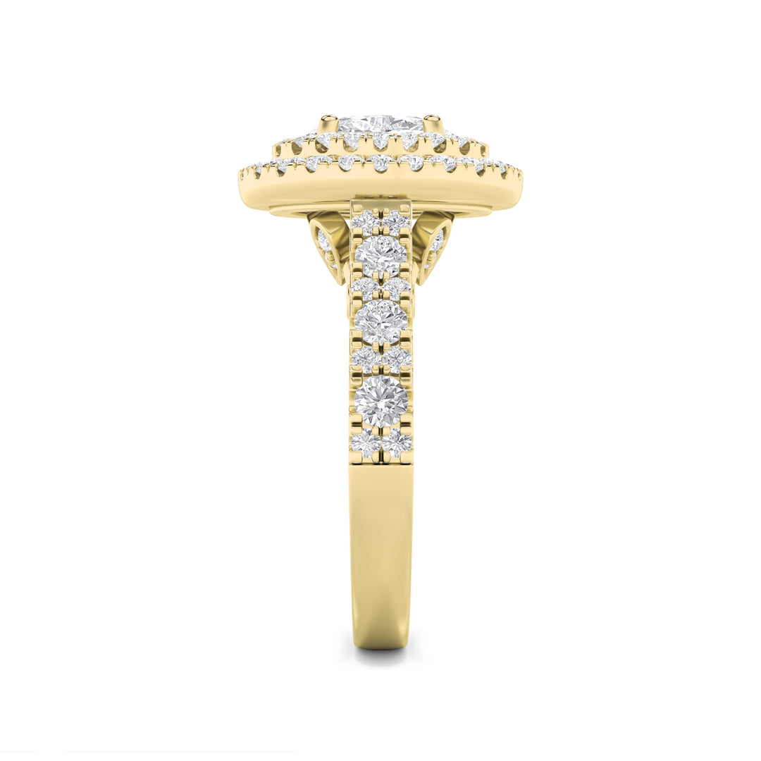 2Cttw Oval Shaped Lab Grown Diamond (F/VS) DoubleHalo Engagement Ring in 14K Gold