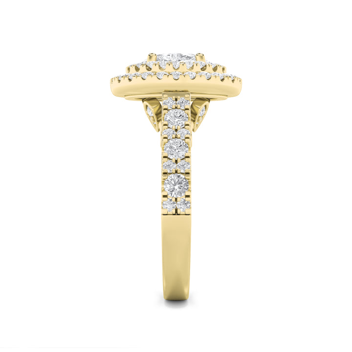 2Cttw Oval Shaped Lab Grown Diamond (F/VS) DoubleHalo Engagement Ring in 14K Gold