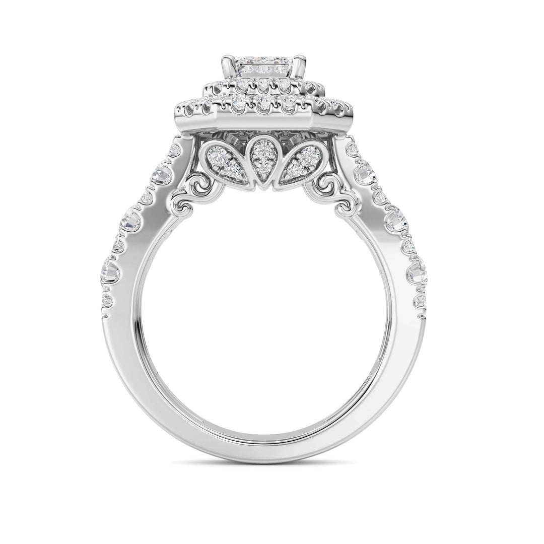 2Cttw Radiant Shaped Lab Grown Diamond (F/VS) Double Halo Engagement Ring in 14K Gold