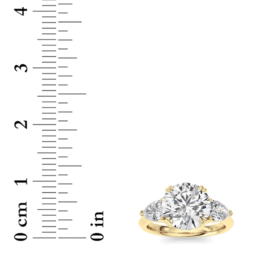 3Cttw Round Shaped Lab Grown Diamond (F/VS) ThreeStone Hidden Halo Ring in 14K Gold