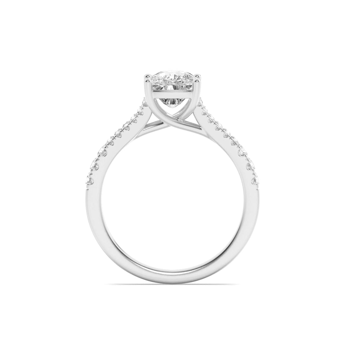 2.25CTW Elongated Cushion Shaped Lab Grown Diamond (F/VS) Split Shank Accented Enagagement Ring in 14K Gold