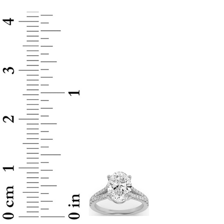 2CTW Oval Shaped Lab Grown Diamond (F/VS) Split Shank Trellis Engagement Ring in 14K Gold