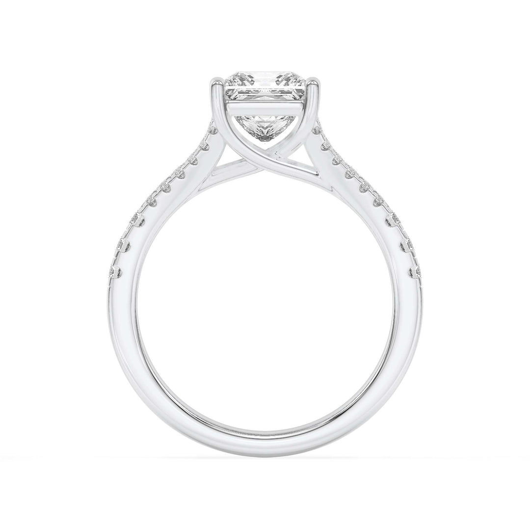2CTW Princess Shaped Lab Grown Diamond (F/VS) Split Shank Trellis Engagement Ring in 14K Gold