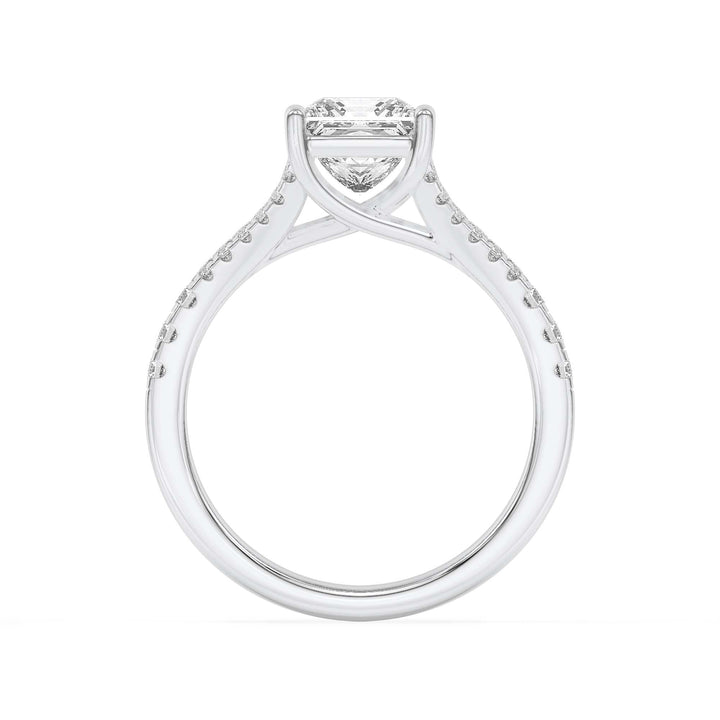 2CTW Princess Shaped Lab Grown Diamond (F/VS) Split Shank Trellis Engagement Ring in 14K Gold