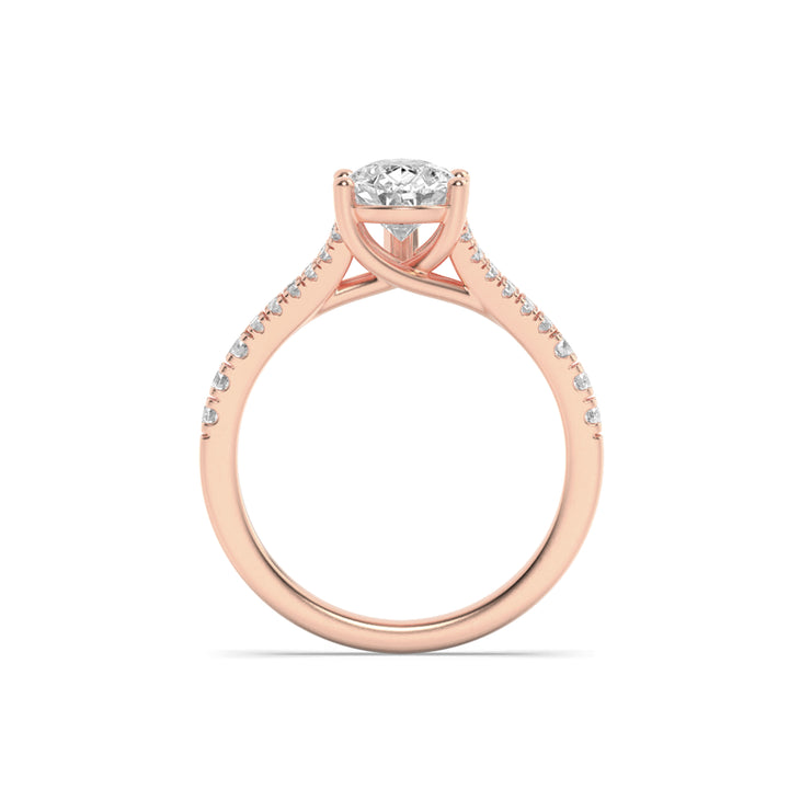 2CTW Pear Shaped Lab Grown Diamond (F/VS) Split Shank Trellis Engagement Ring in 14K Gold