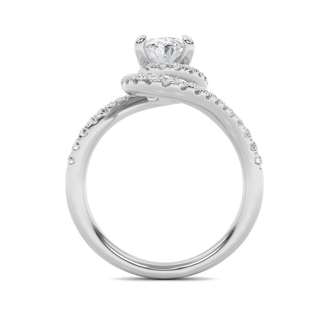 2Cttw Oval Shaped Lab Grown Diamond (G/VS) Swirl Accented Engagement Ring in 14K Gold