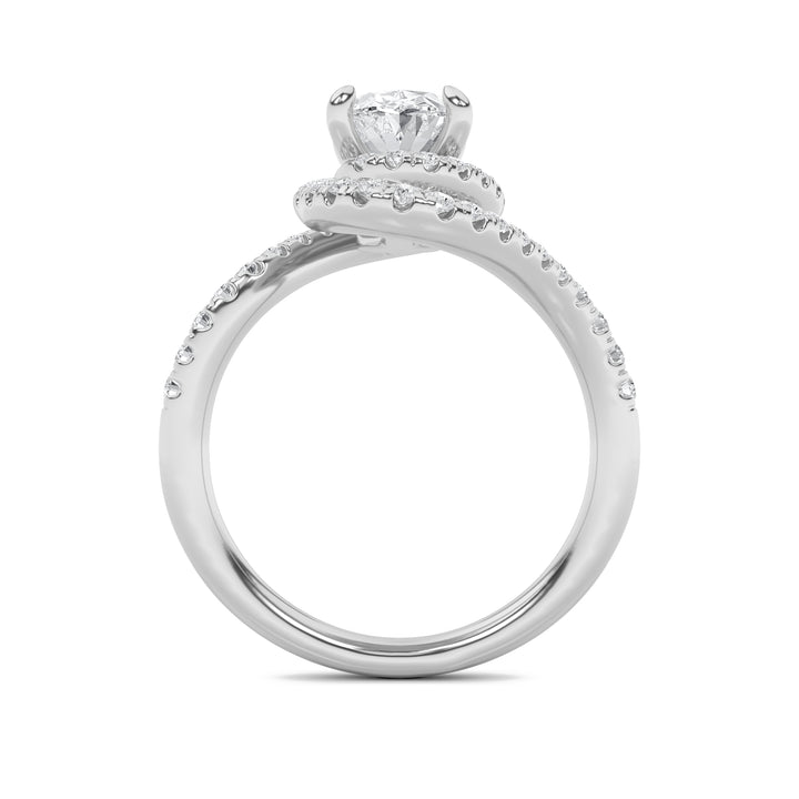 2Cttw Oval Shaped Lab Grown Diamond (G/VS) Swirl Accented Engagement Ring in 14K Gold