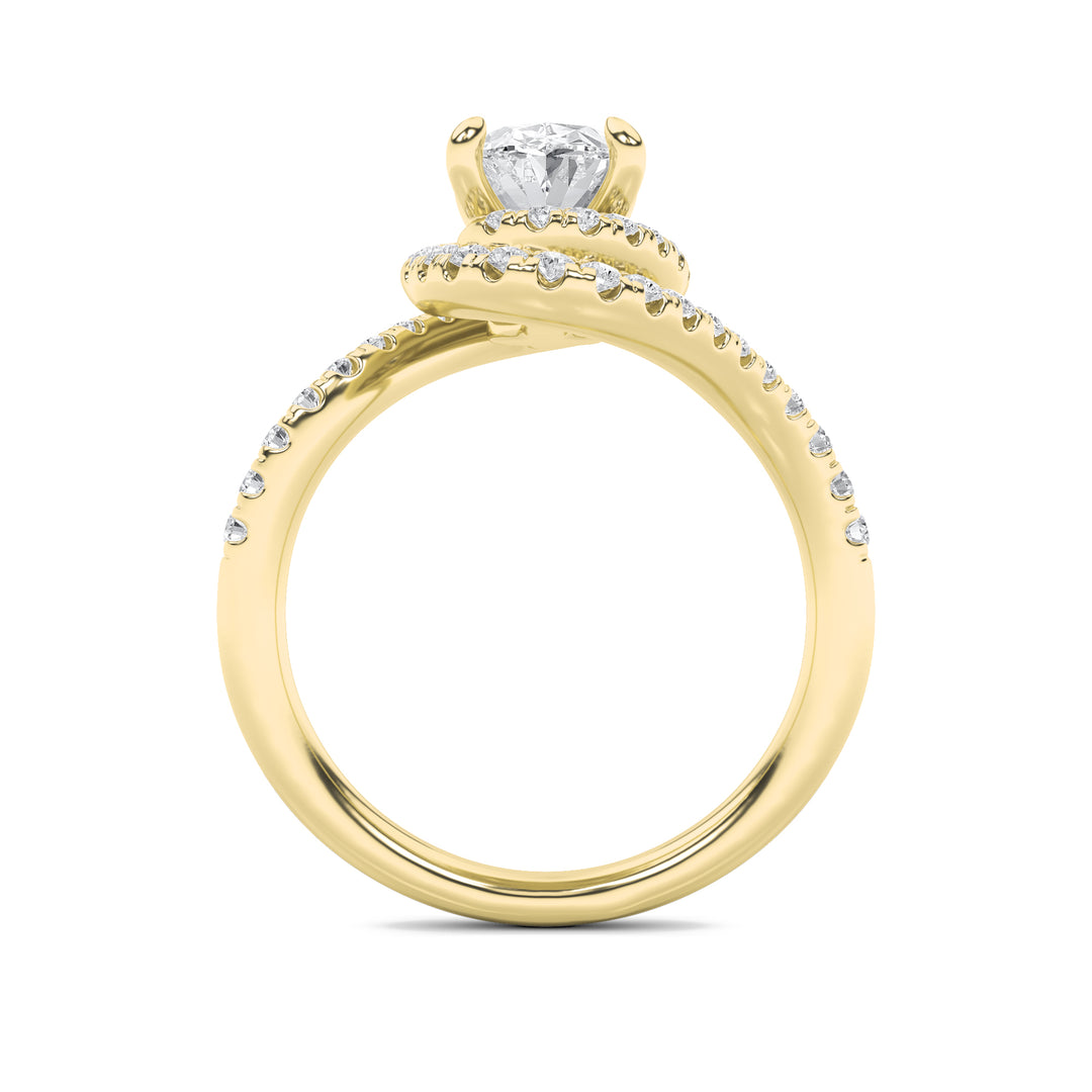 2Cttw Oval Shaped Lab Grown Diamond (F/VS) Swirl Accented Engagement Ring in 14K Gold