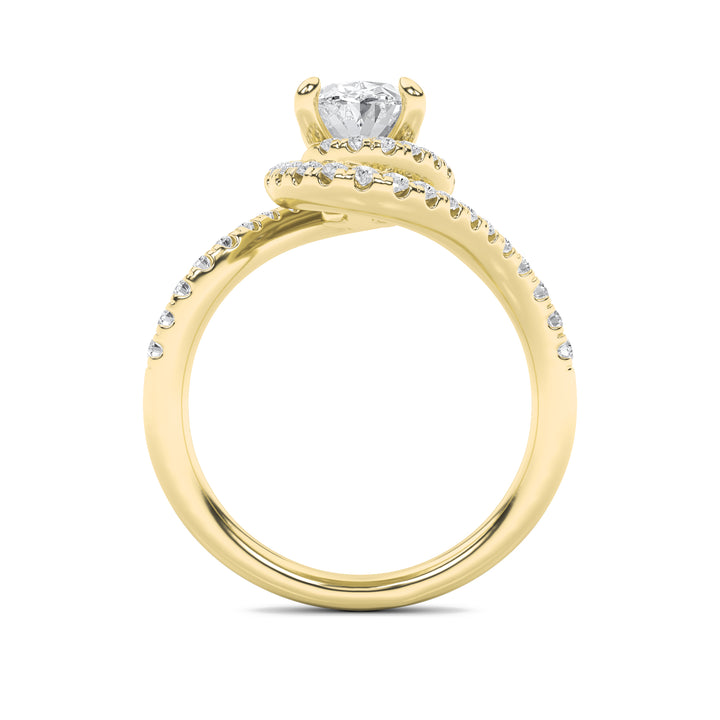 2Cttw Oval Shaped Lab Grown Diamond (F/VS) Swirl Accented Engagement Ring in 14K Gold