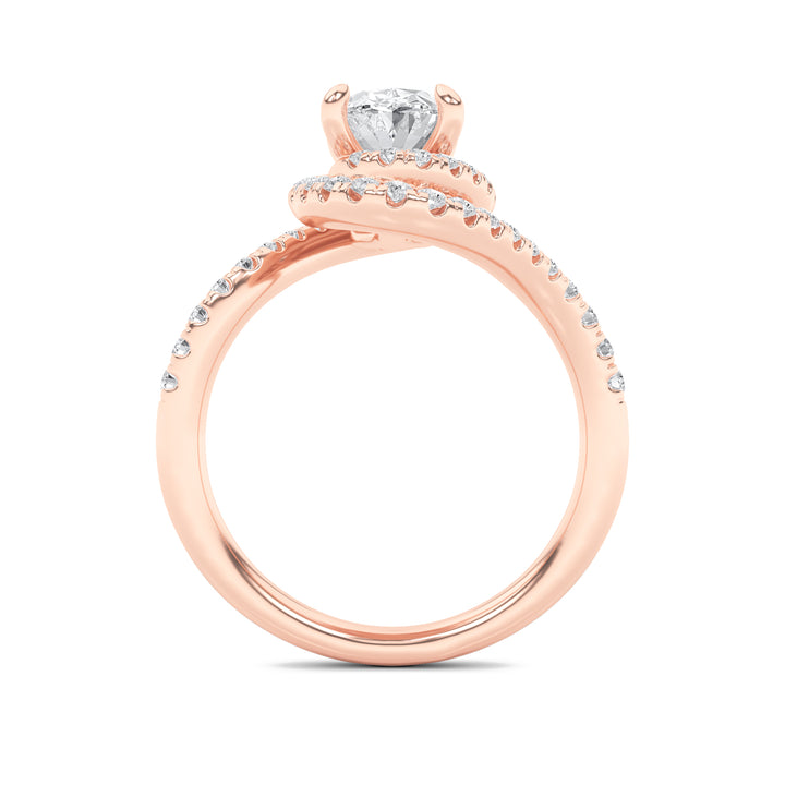 2Cttw Oval Shaped Lab Grown Diamond (F/VS) Swirl Accented Engagement Ring in 14K Gold