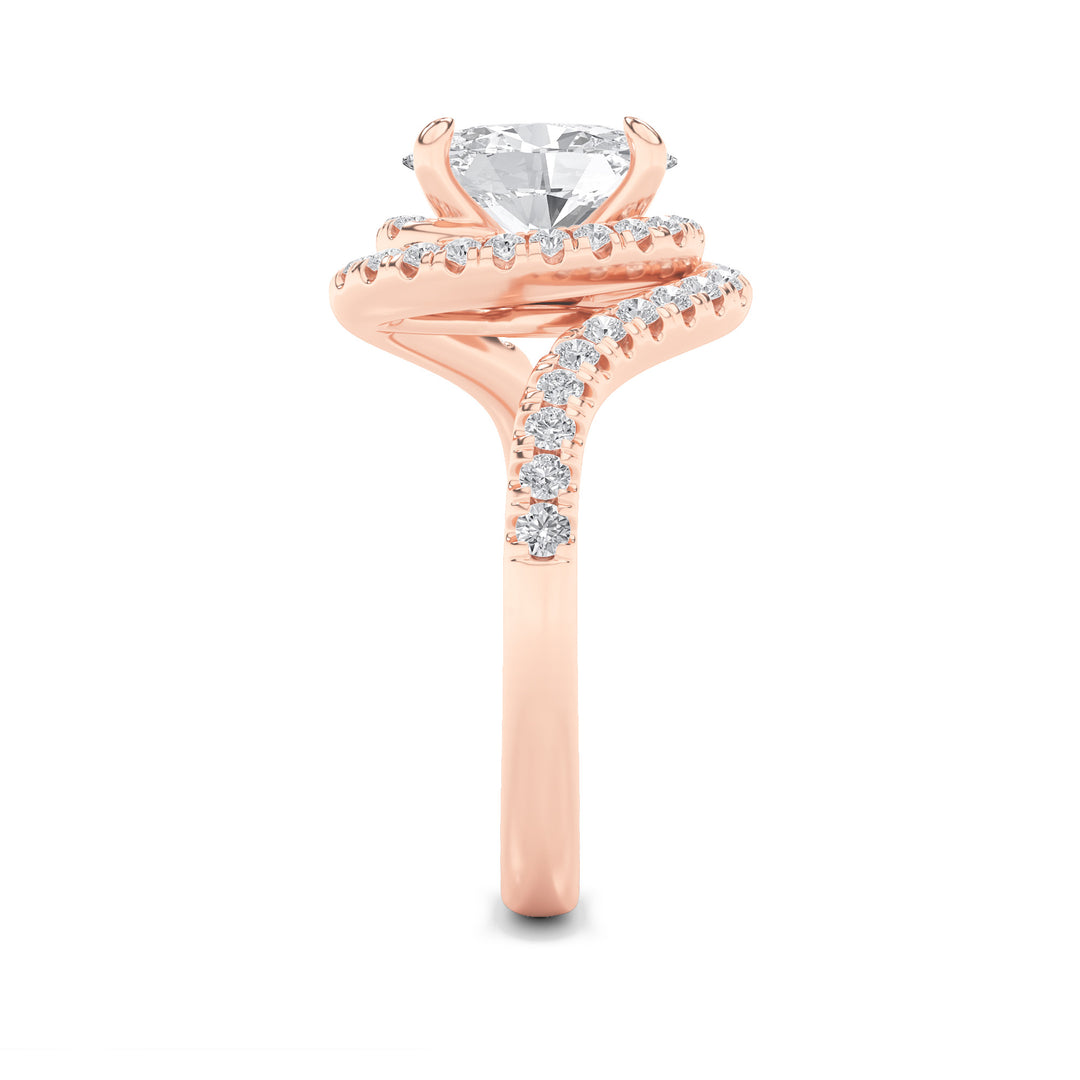 2Cttw Oval Shaped Lab Grown Diamond (F/VS) Swirl Accented Engagement Ring in 14K Gold