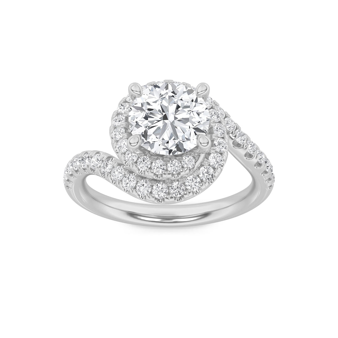 2Cttw Round Shaped Lab Grown Diamond (F/VS) SwirlAccented Engagement Ring in 14K Gold