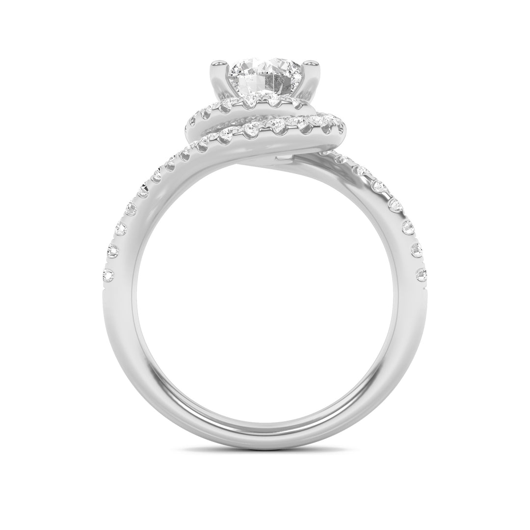 2Cttw Round Shaped Lab Grown Diamond (F/VS) SwirlAccented Engagement Ring in 14K Gold