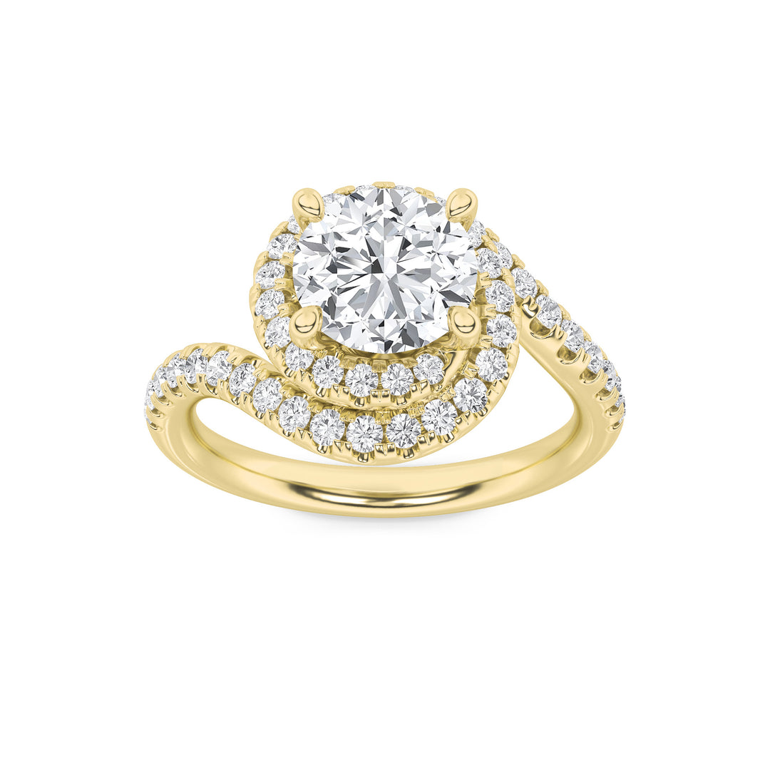 2Cttw Round Shaped Lab Grown Diamond (F/VS) SwirlAccented Engagement Ring in 14K Gold