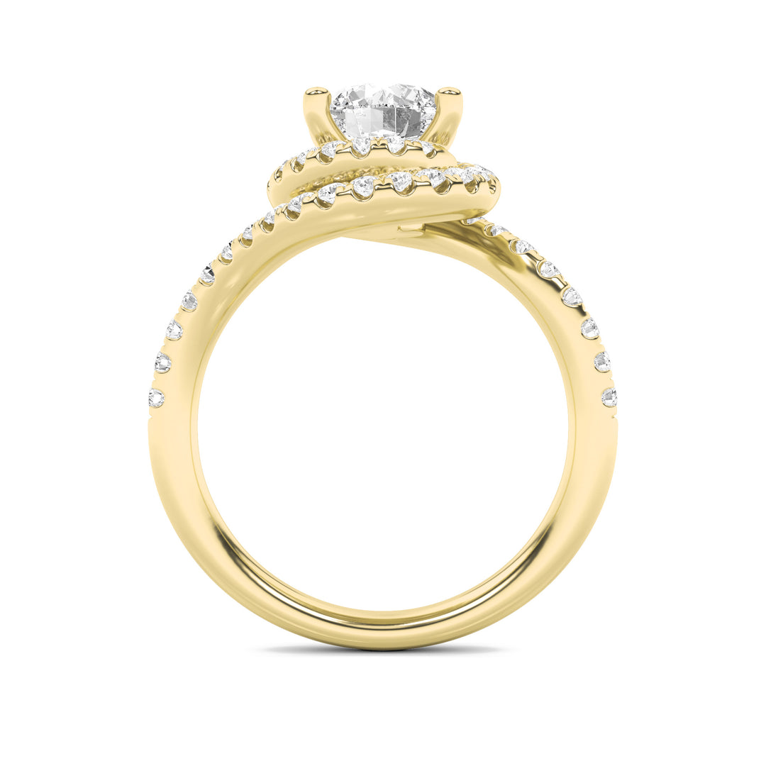 2Cttw Round Shaped Lab Grown Diamond (F/VS) SwirlAccented Engagement Ring in 14K Gold
