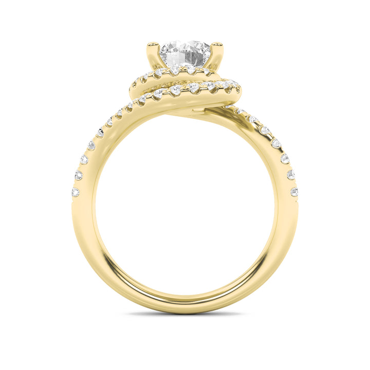 2Cttw Round Shaped Lab Grown Diamond (F/VS) SwirlAccented Engagement Ring in 14K Gold