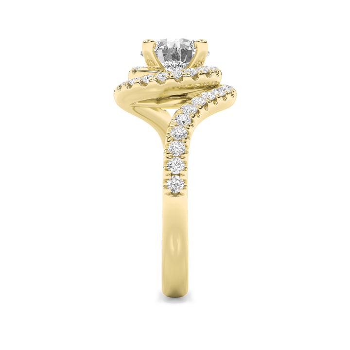 2Cttw Round Shaped Lab Grown Diamond (F/VS) SwirlAccented Engagement Ring in 14K Gold