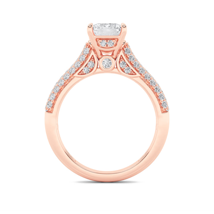 1.5CTW Emerald Shaped Lab Grown Diamond (F/VS) Hidden Halo Accented Engagement Ring in 14K Gold