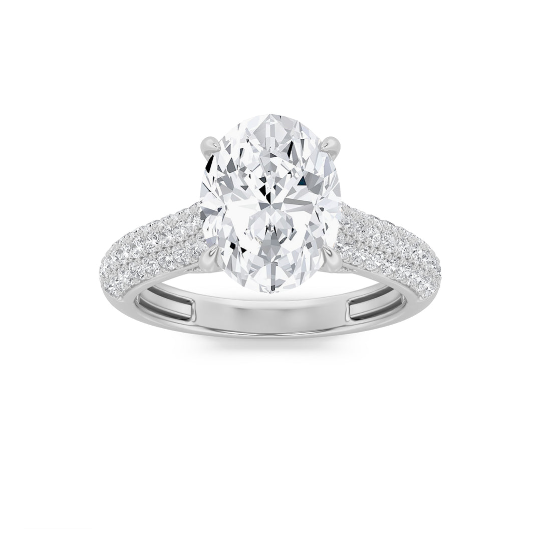 1.5CTW Oval Shaped Lab Grown Diamond (F/VS) Hidden Halo Accented Engagement Ring in 14K Gold