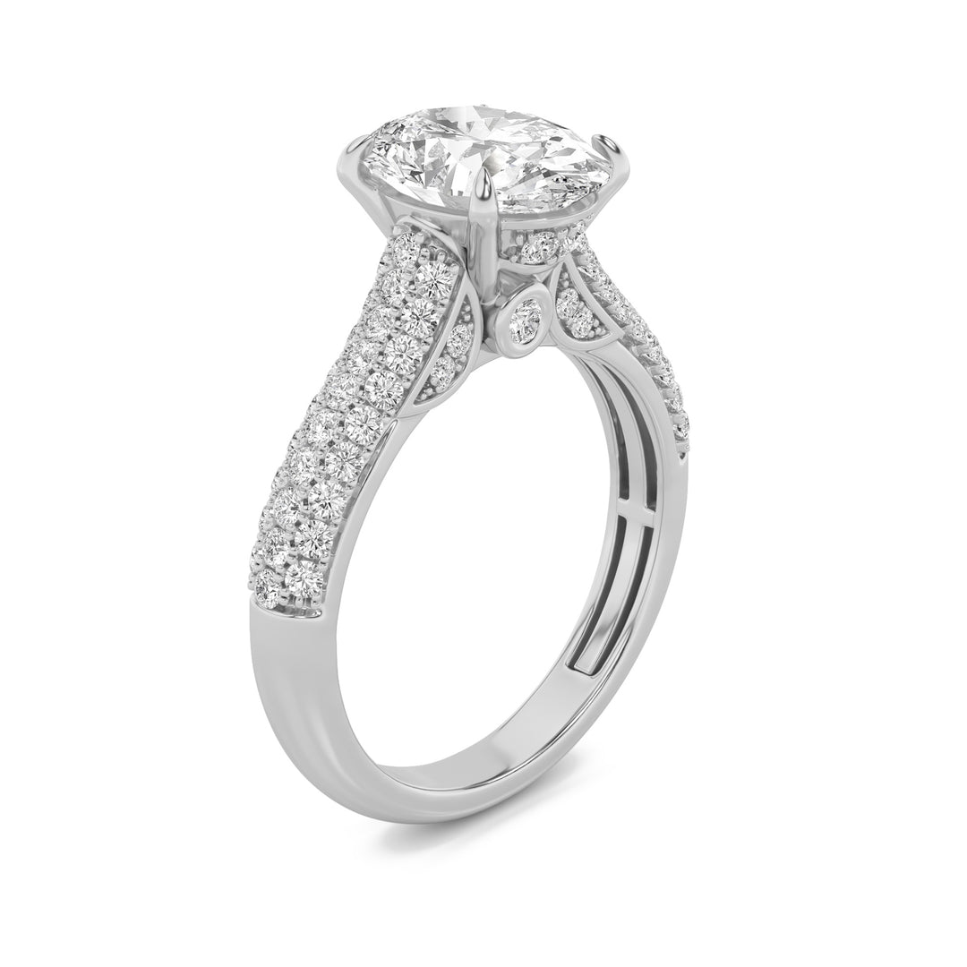 1.5CTW Oval Shaped Lab Grown Diamond (F/VS) Hidden Halo Accented Engagement Ring in 14K Gold