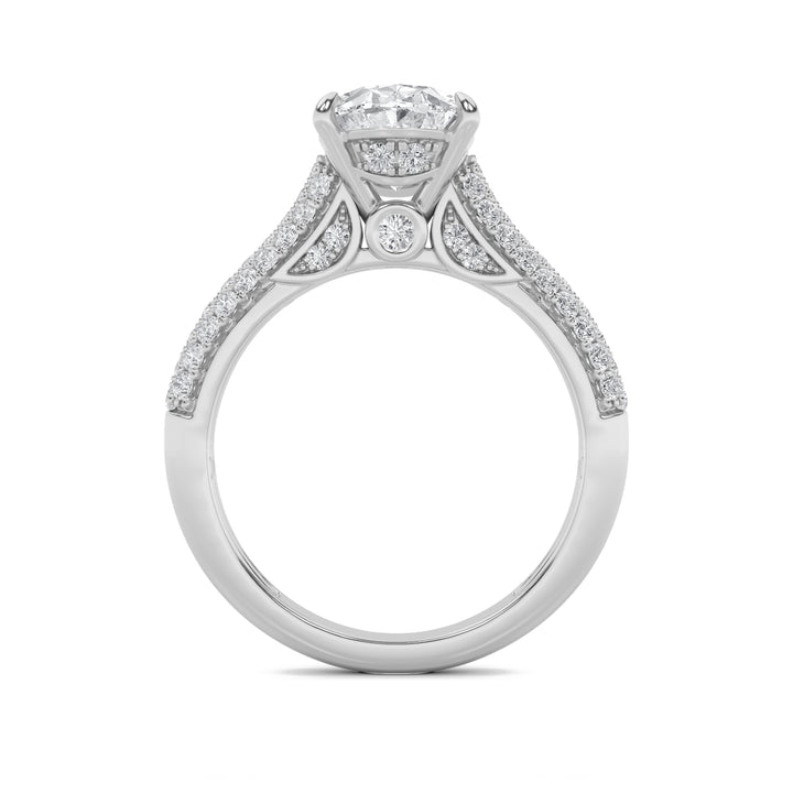 1.5CTW Oval Shaped Lab Grown Diamond (F/VS) Hidden Halo Accented Engagement Ring in 14K Gold