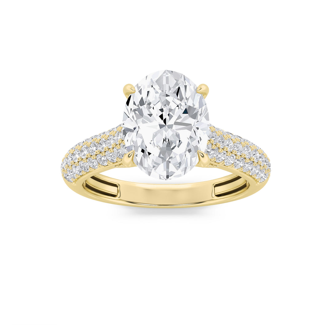 1.5CTW Oval Shaped Lab Grown Diamond (F/VS) Hidden Halo Accented Engagement Ring in 14K Gold