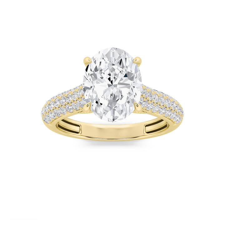 1.5CTW Oval Shaped Lab Grown Diamond (F/VS) Hidden Halo Accented Engagement Ring in 14K Gold
