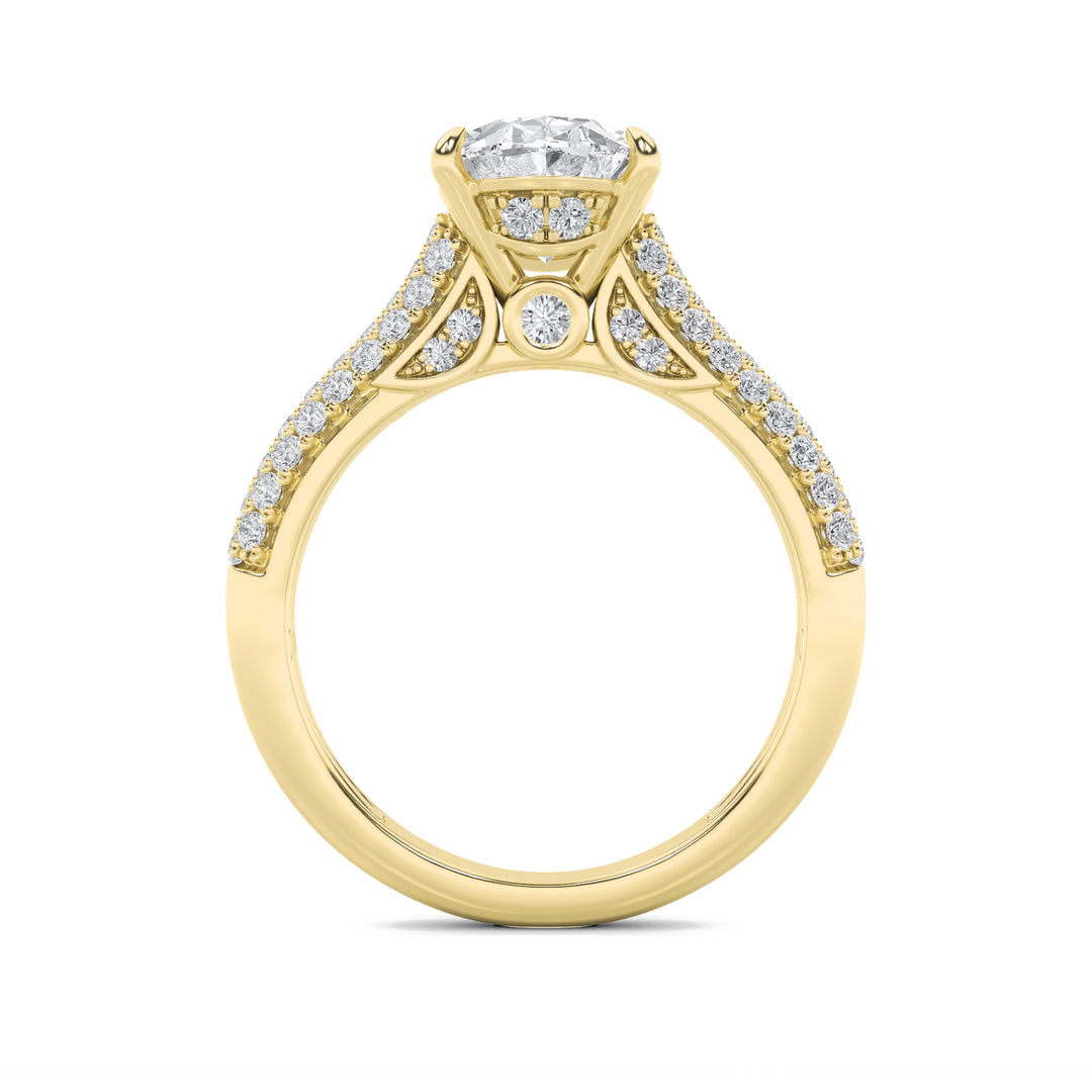 1.5CTW Oval Shaped Lab Grown Diamond (F/VS) Hidden Halo Accented Engagement Ring in 14K Gold