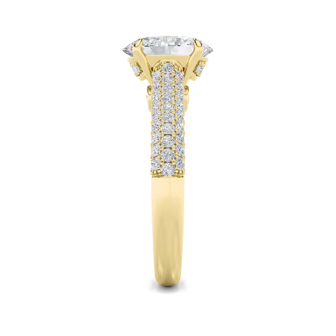 1.5CTW Oval Shaped Lab Grown Diamond (F/VS) Hidden Halo Accented Engagement Ring in 14K Gold
