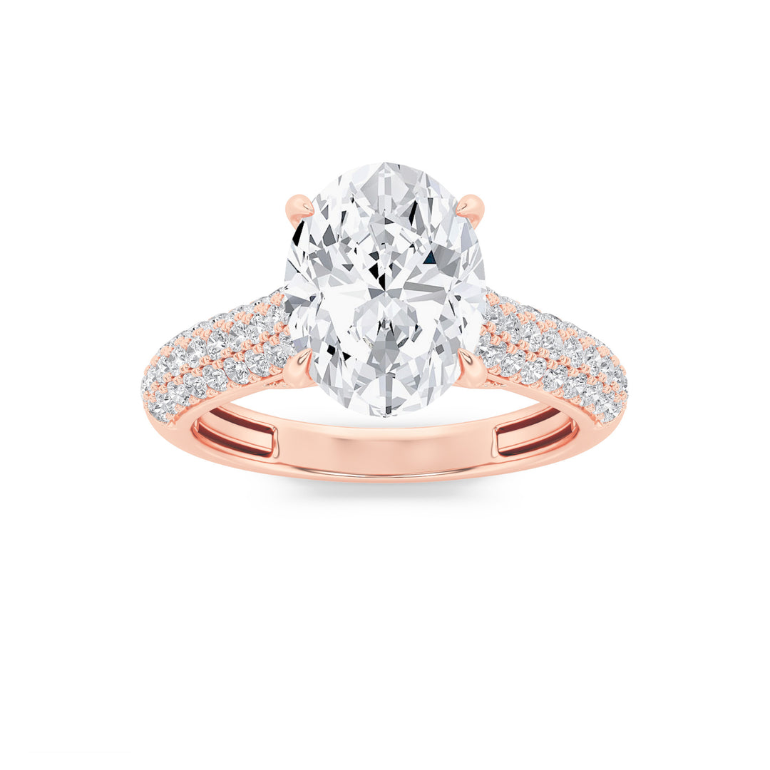 1.5CTW Oval Shaped Lab Grown Diamond (F/VS) Hidden Halo Accented Engagement Ring in 14K Gold