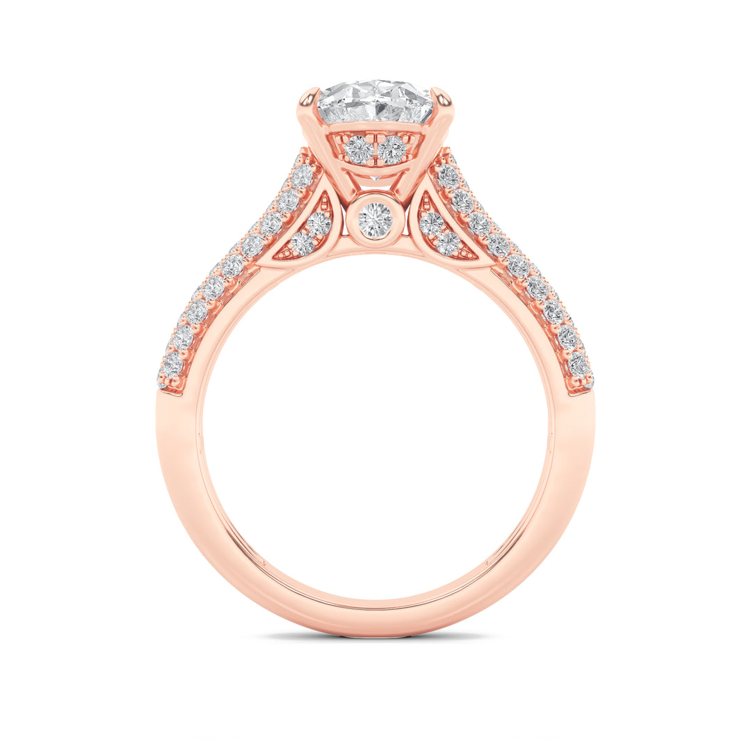 1.5CTW Oval Shaped Lab Grown Diamond (F/VS) Hidden Halo Accented Engagement Ring in 14K Gold