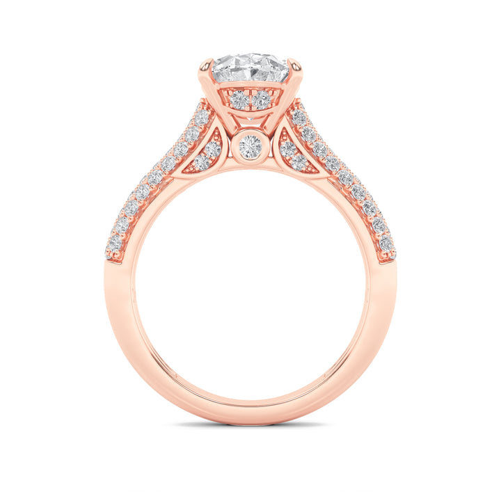 1.5CTW Oval Shaped Lab Grown Diamond (F/VS) Hidden Halo Accented Engagement Ring in 14K Gold