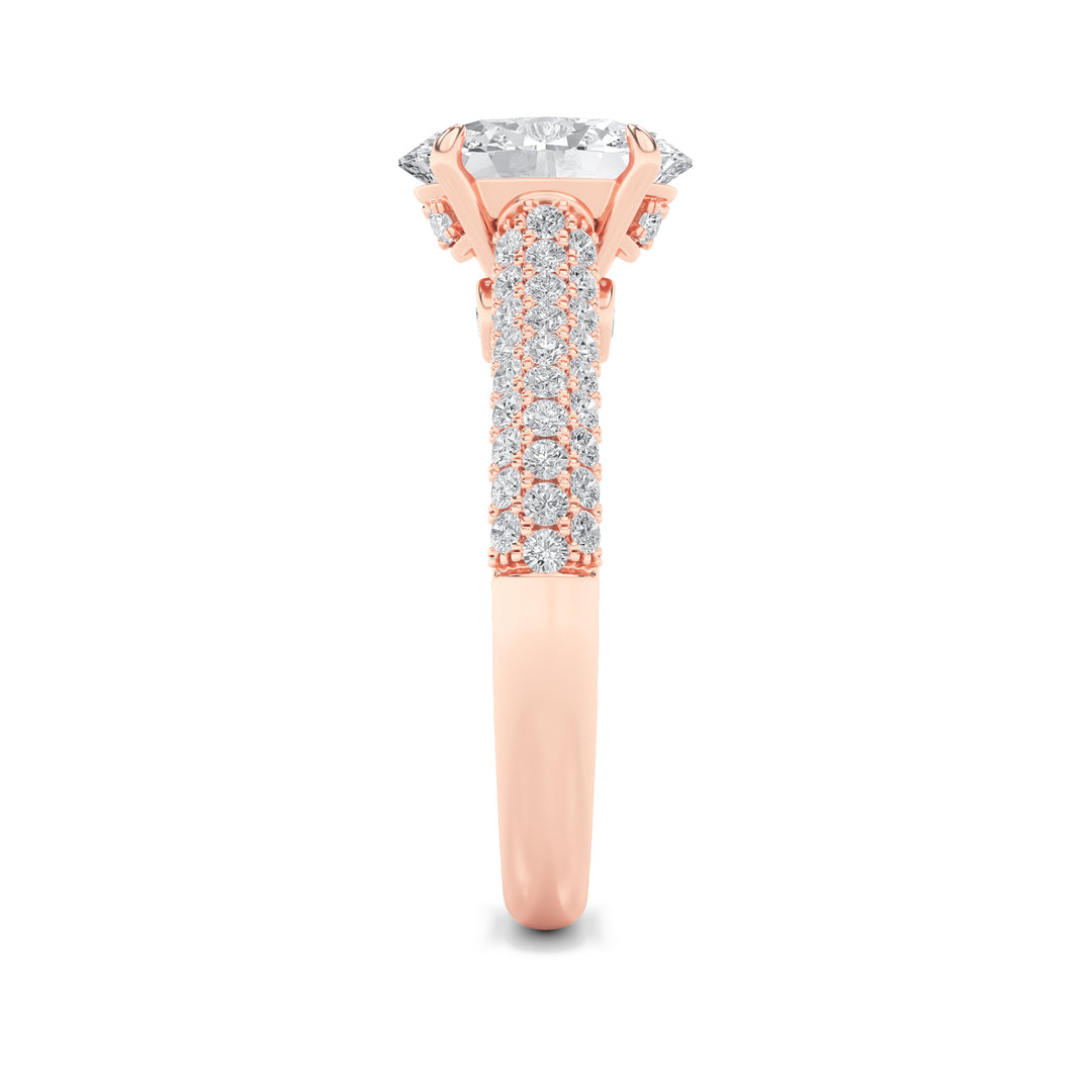 1.5CTW Oval Shaped Lab Grown Diamond (F/VS) Hidden Halo Accented Engagement Ring in 14K Gold