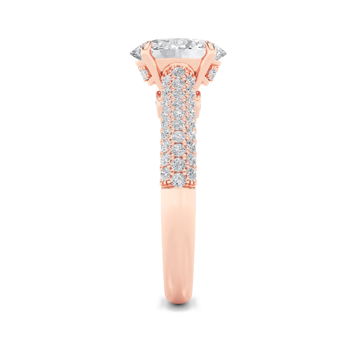 1.5CTW Oval Shaped Lab Grown Diamond (F/VS) Hidden Halo Accented Engagement Ring in 14K Gold