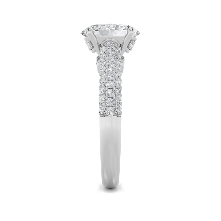 2.5Cttw Oval Shaped Lab Grown Diamond (F/VS) Hidden Halo Accented Engagement Ring in 14K Gold
