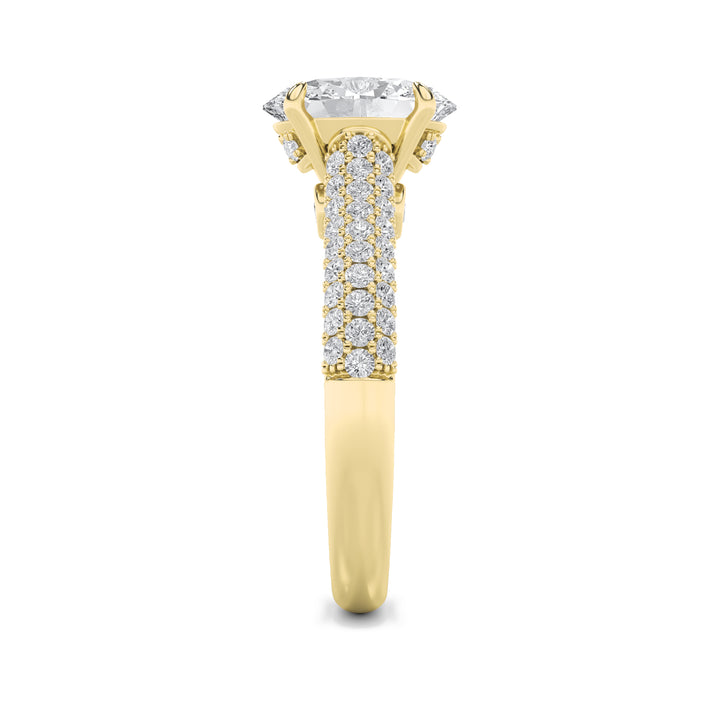 2.5Cttw Oval Shaped Lab Grown Diamond (F/VS) Hidden Halo Accented Engagement Ring in 14K Gold