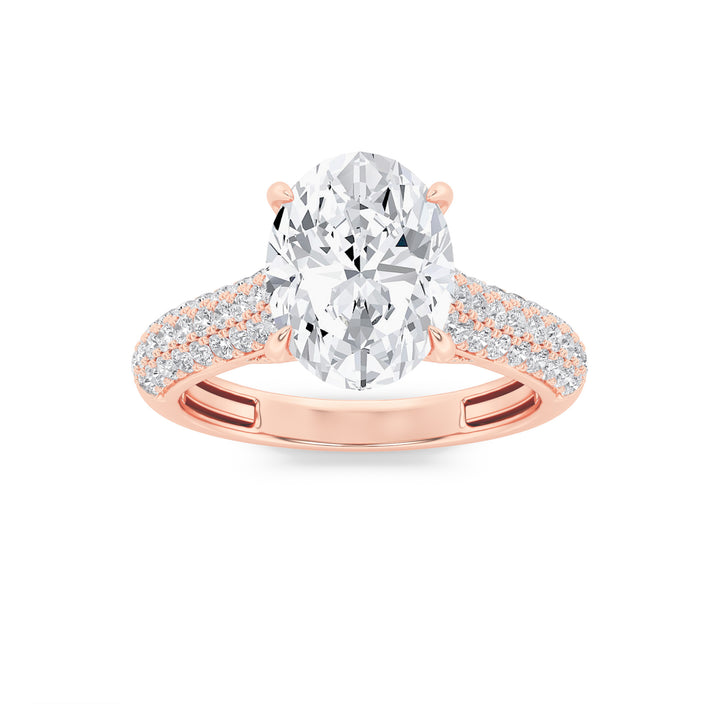 2.5Cttw Oval Shaped Lab Grown Diamond (F/VS) Hidden Halo Accented Engagement Ring in 14K Gold