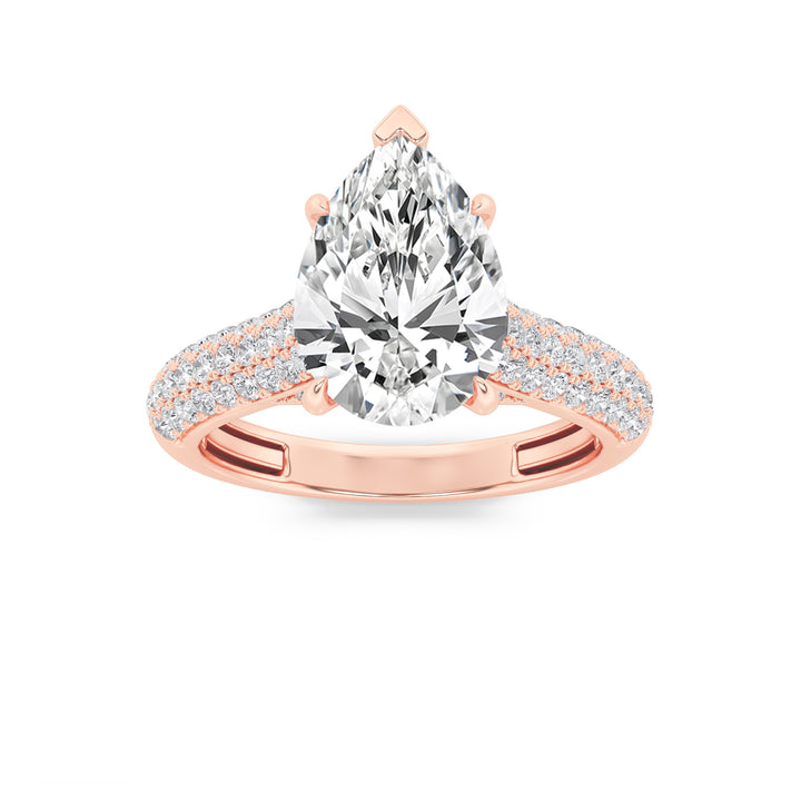 1.5CTW Pear Shaped Lab Grown Diamond (F/VS) Hidden Halo Accented Engagement Ring in 14K Gold