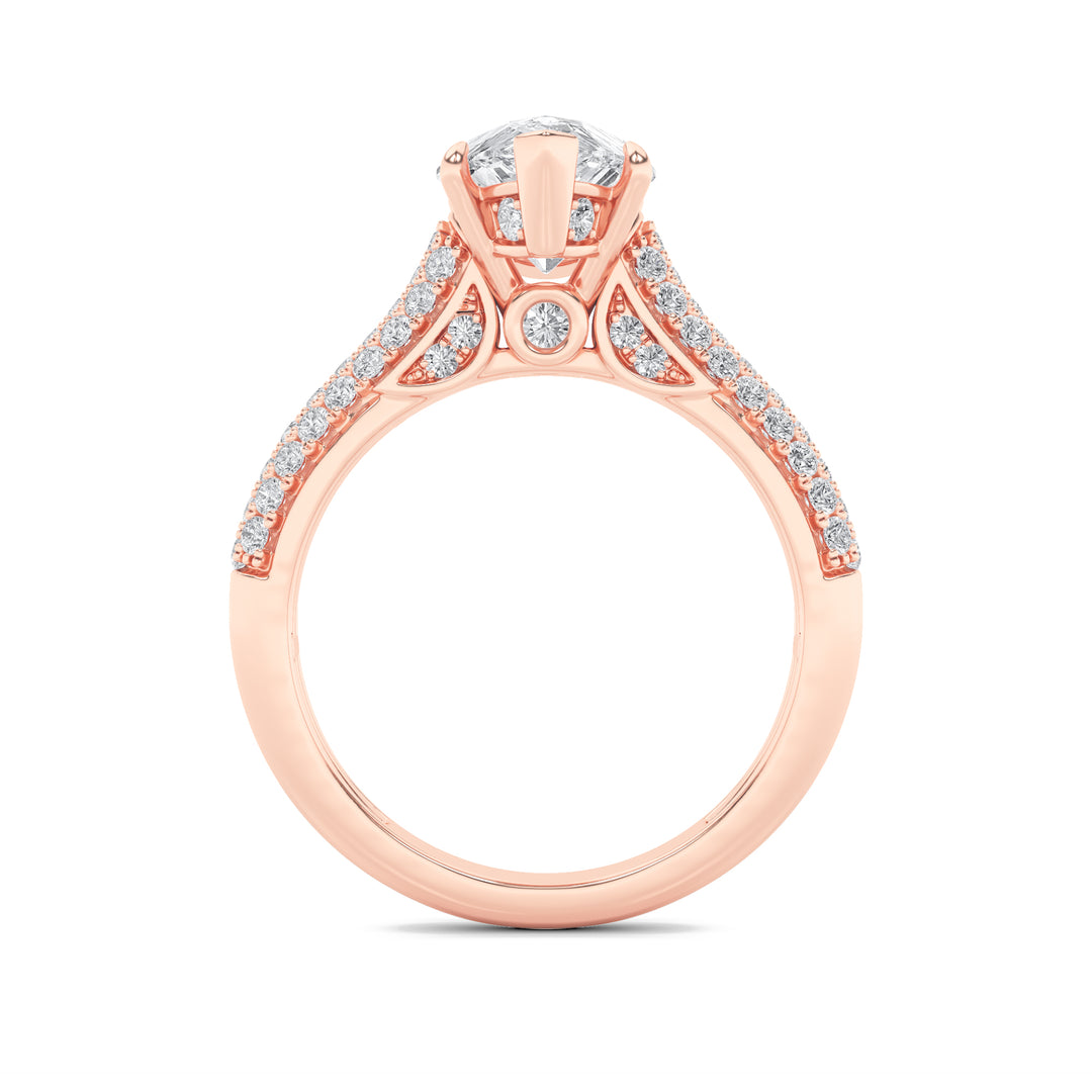 1.5CTW Pear Shaped Lab Grown Diamond (F/VS) Hidden Halo Accented Engagement Ring in 14K Gold