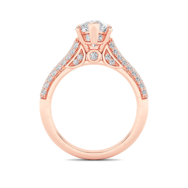 1.5CTW Pear Shaped Lab Grown Diamond (F/VS) Hidden Halo Accented Engagement Ring in 14K Gold