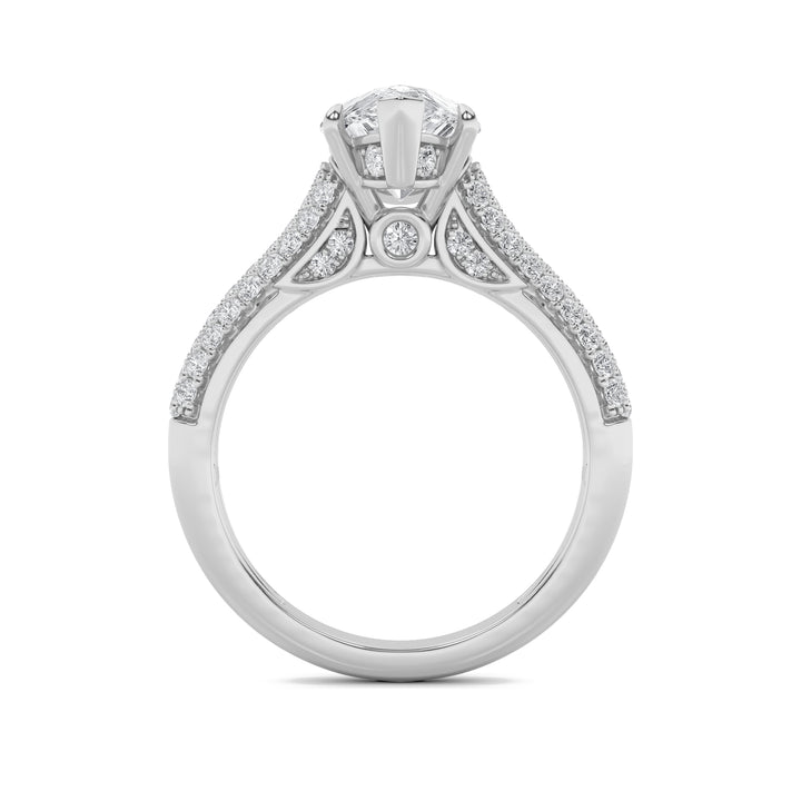 2.5Cttw Pear Shaped Lab Grown Diamond (F/VS) Hidden Halo Accented Engagement Ring in 14K Gold