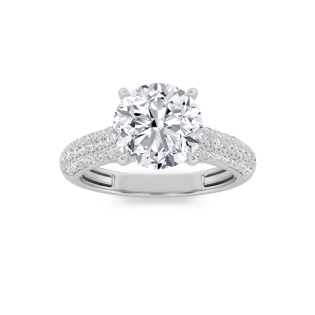 1.5CTW Round Shaped Lab Grown Diamond (F/VS) Hidden Halo Accented Engagement Ring in 14K Gold