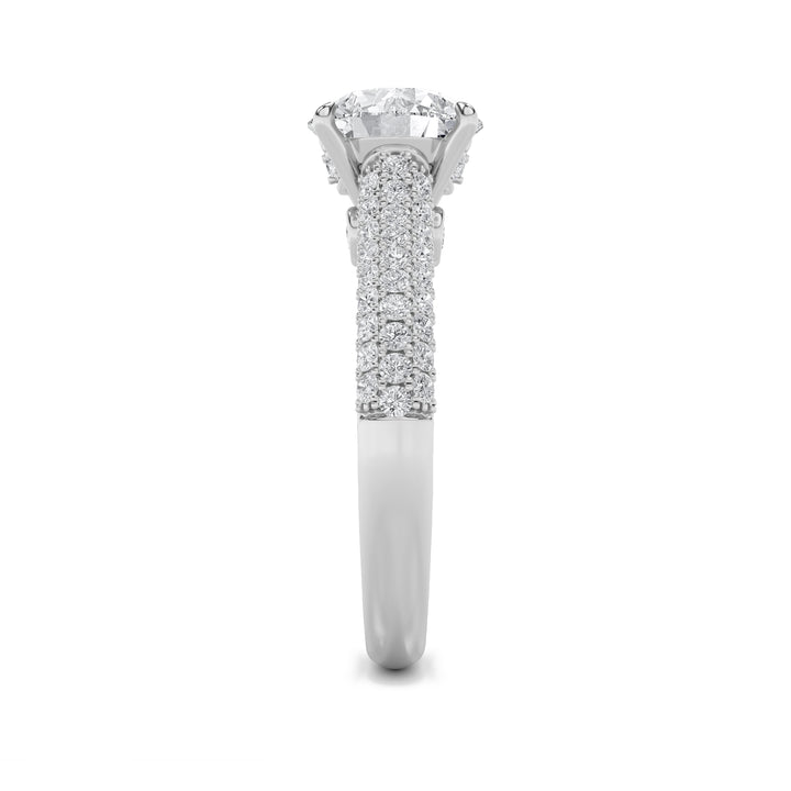 1.5CTW Round Shaped Lab Grown Diamond (F/VS) Hidden Halo Accented Engagement Ring in 14K Gold
