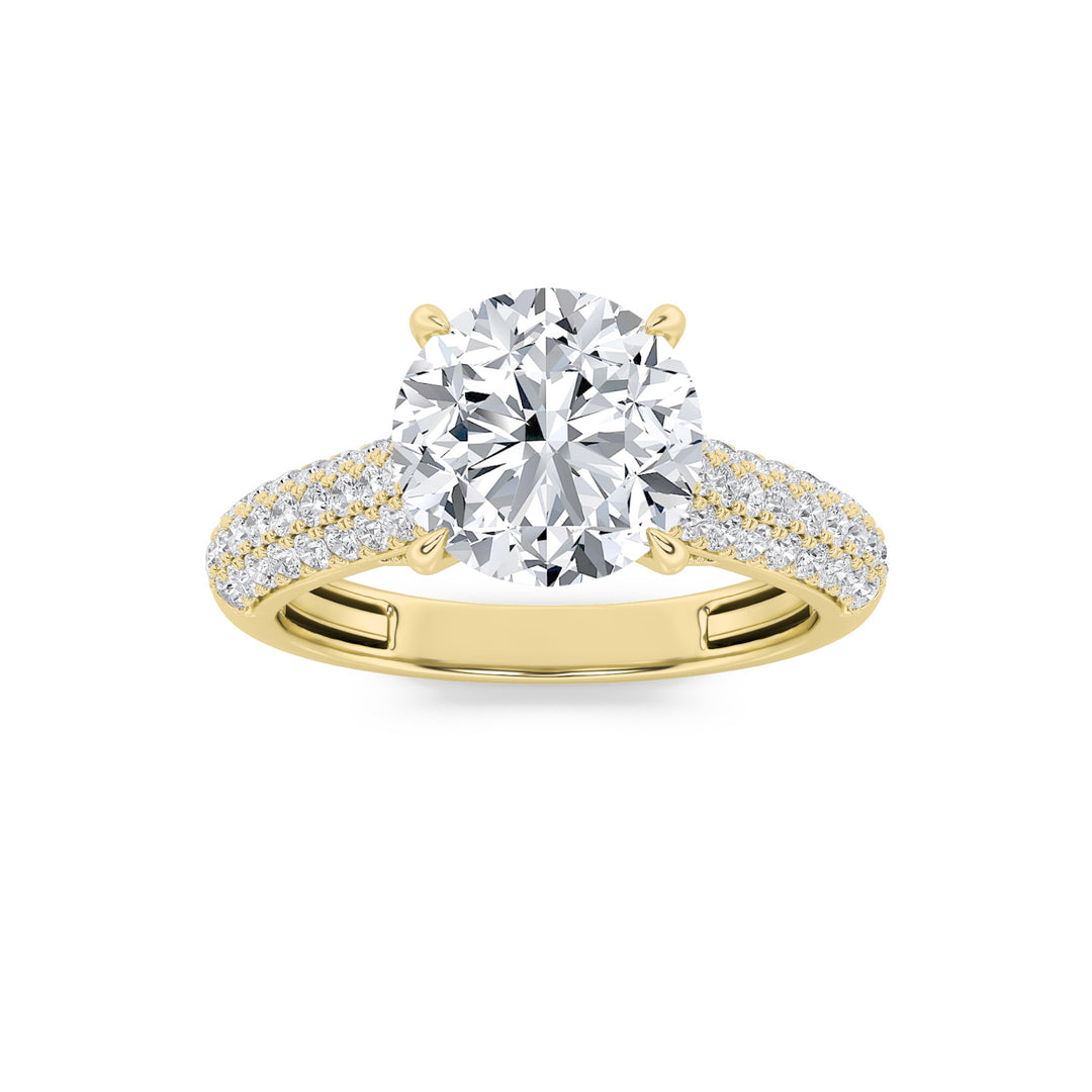 1.5Cttw Round Shaped Lab Grown Diamond (F/VVS) Hidden Halo Accented Engagement Ring in 14K Gold