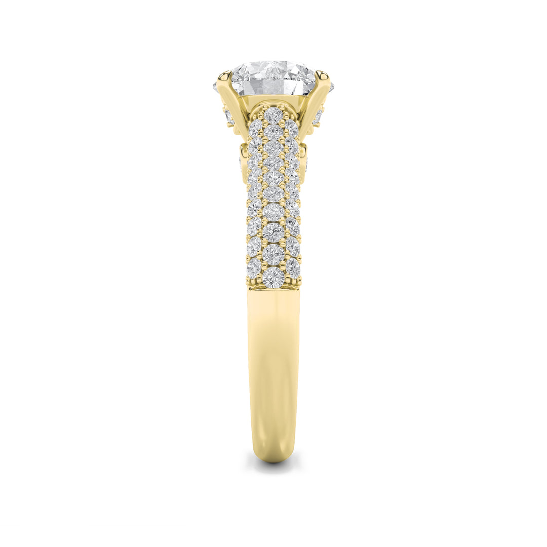 1.5Cttw Round Shaped Lab Grown Diamond (F/VVS) Hidden Halo Accented Engagement Ring in 14K Gold