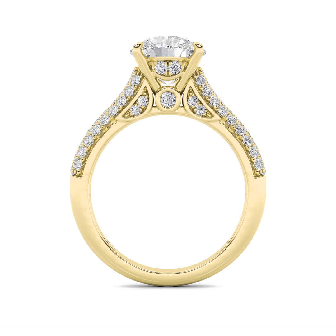 2.5Cttw Round Shaped Lab Grown Diamond (F/VS) Hidden Halo Accented Engagement Ring in 14K Gold