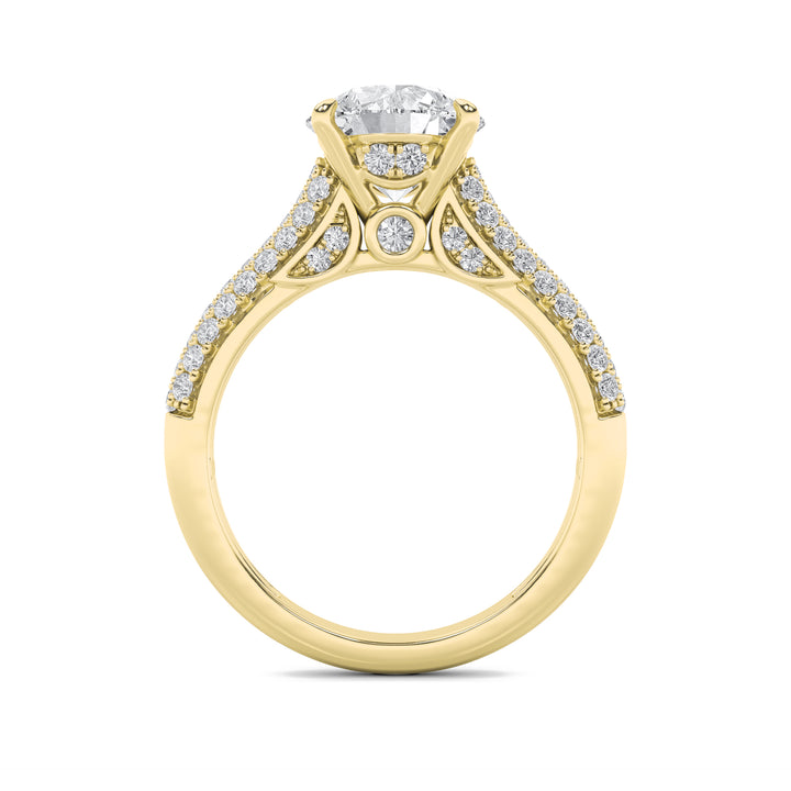 2.5Cttw Round Shaped Lab Grown Diamond (F/VS) Hidden Halo Accented Engagement Ring in 14K Gold