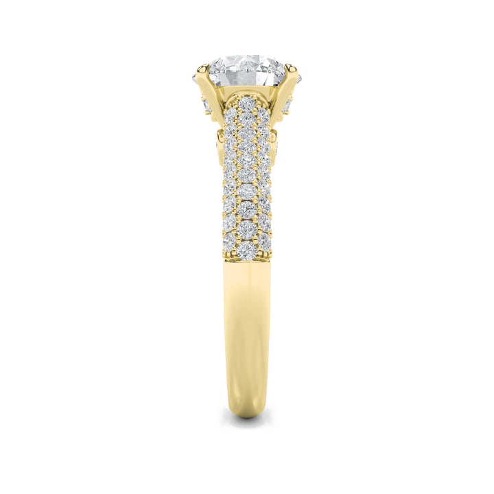 2.5Cttw Round Shaped Lab Grown Diamond (F/VS) Hidden Halo Accented Engagement Ring in 14K Gold